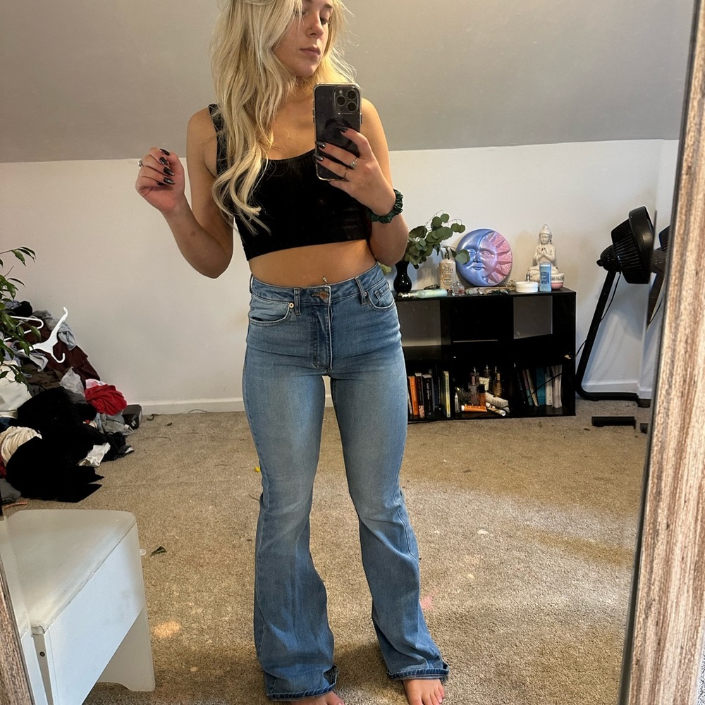 Flare jeans stretchy ish material size 2